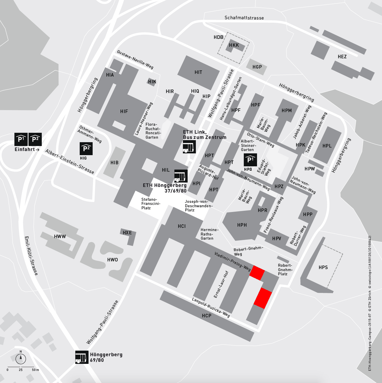 Enlarged view: Map of Hönggerberg Campus